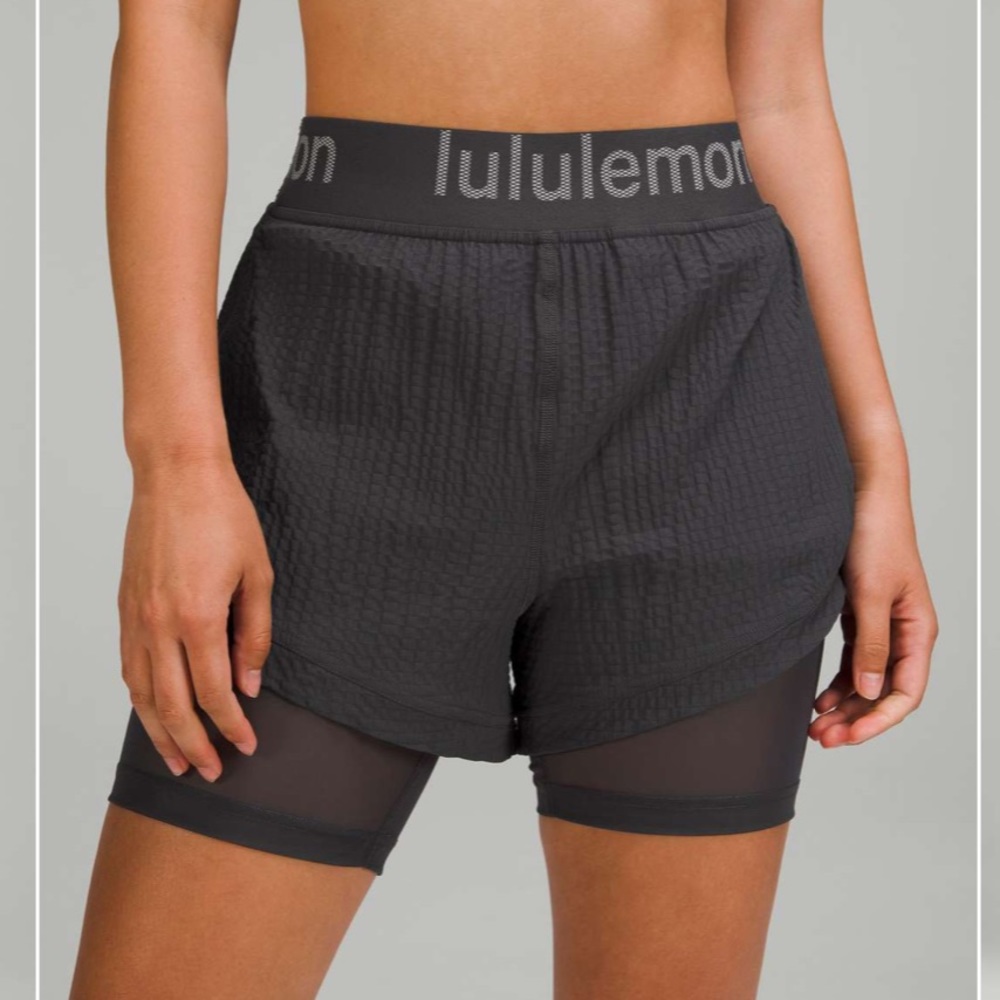 NWT Lululemon Logo Waistband HR Train High Rise Short in Graphite Grey Size 8